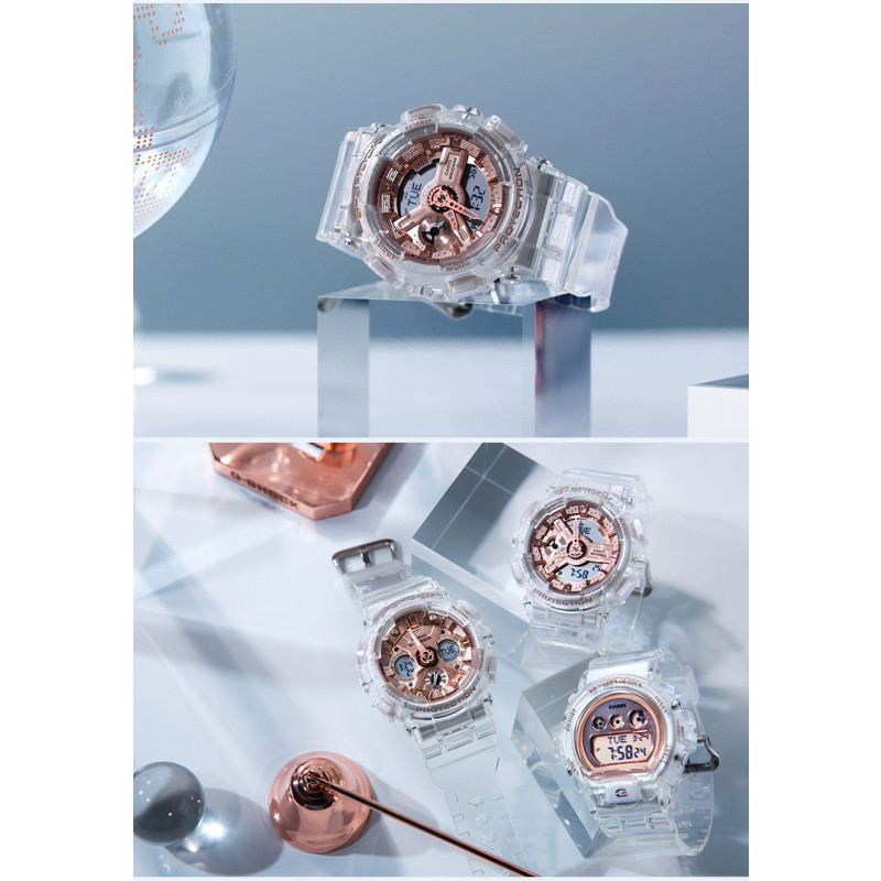 CASIO卡西欧手表 G-SHOCK WOMEN透明表款系列-地球仪特殊表盒防震防水防磁石英表