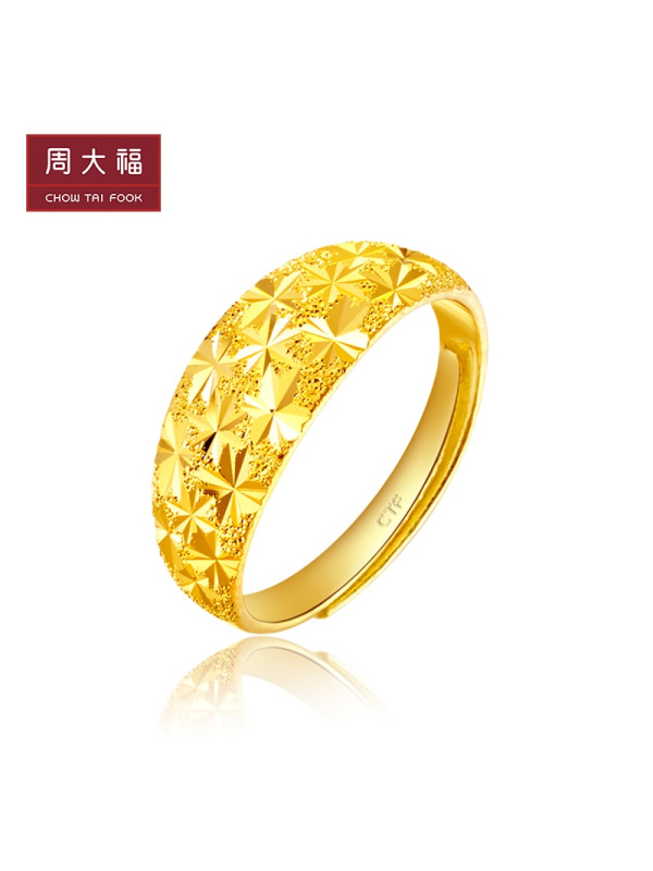周大福简洁大方车花足金金戒指女款计价（工费68元）F156530