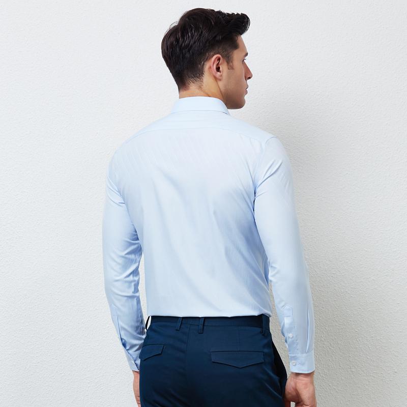 才子男装tries长袖衬衫男士年秋冬修身纯色寸衫商务休闲职业正装