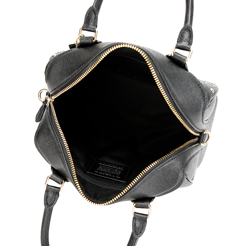 coach蔻驰奢侈品女士黑色皮革手提单肩斜挎桶包f77913imblk