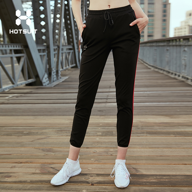 美国HOTSUIT后秀速干运动长裤女发汗跑步裤