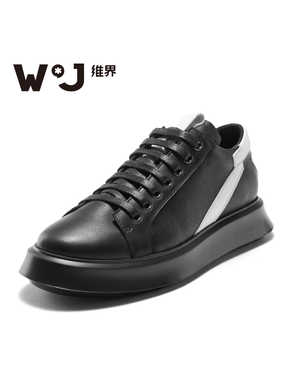 维界休闲鞋真皮韩版男士时尚潮鞋个厚底百搭板鞋这就是街舞