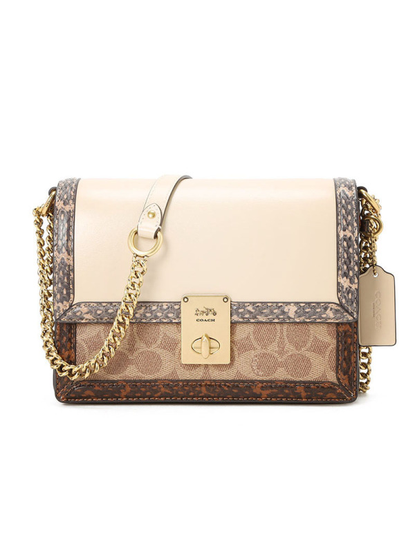 COACH 蔻驰 HUTTON 口盖包 金属方扣 老花拼皮 C2584