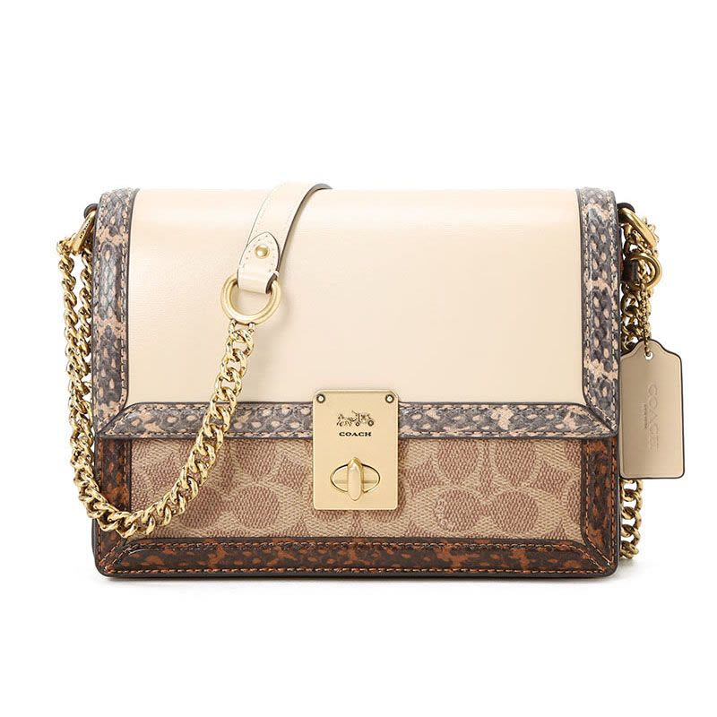 COACH 蔻驰 HUTTON 口盖包 金属方扣 老花拼皮 C2584图片