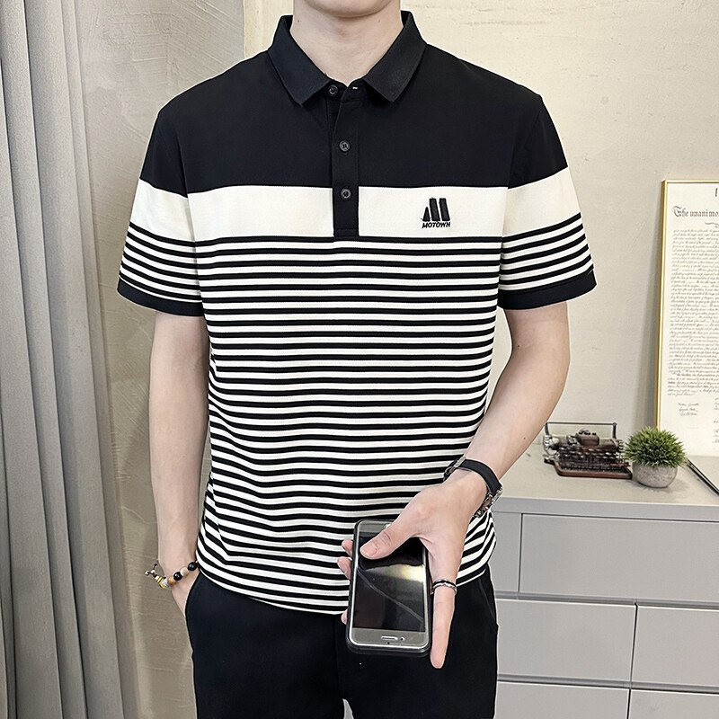 刺绣POLO衫翻领短袖T恤2025年夏季新款潮流休闲百搭短袖上衣男款