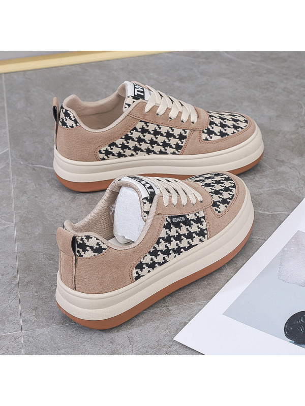 Ceen Bulled2022春季新款馒头鞋小白鞋女圆头厚底增高网格休闲板鞋女