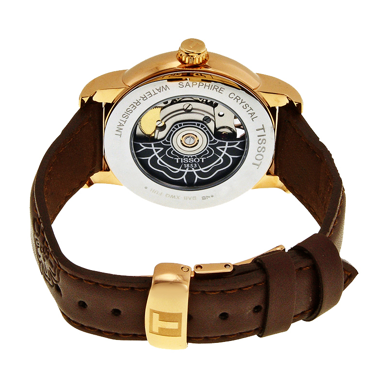 天梭tissot心媛系列自动机械时尚休闲商务皮带女士手表t0502073711704