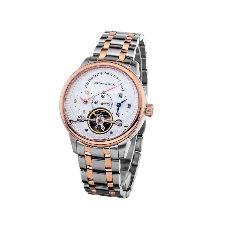 海鸥表seagull手表飞轮系列商务休闲双时区自动机械男表217411