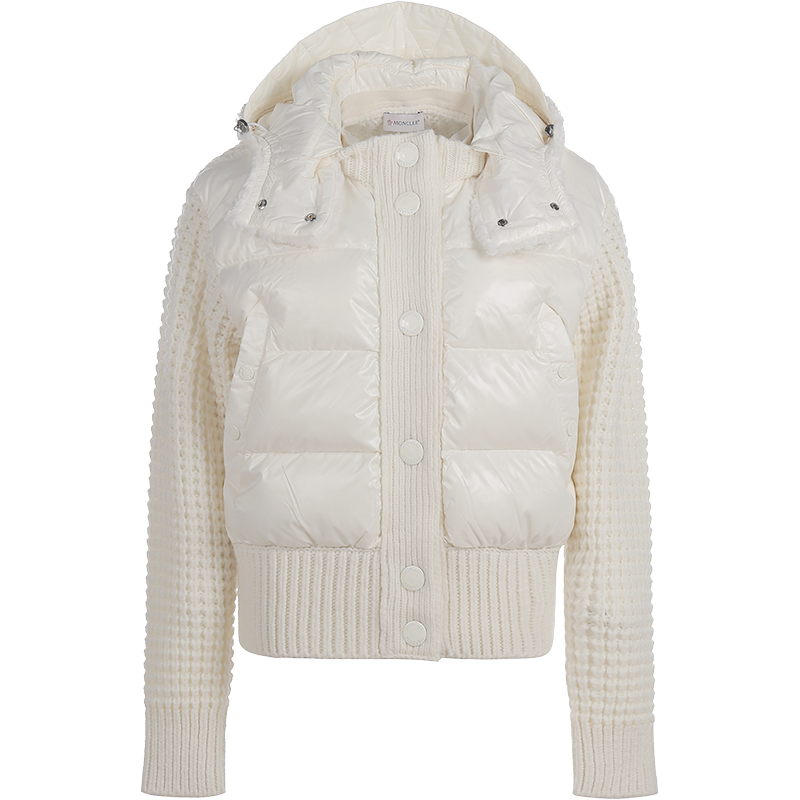 盟可睐/蒙口 MONCLER 女士衬垫羊毛半羽绒开衫鹅绒羽绒按扣针织外套上衣H2 093 9B00029 M2274