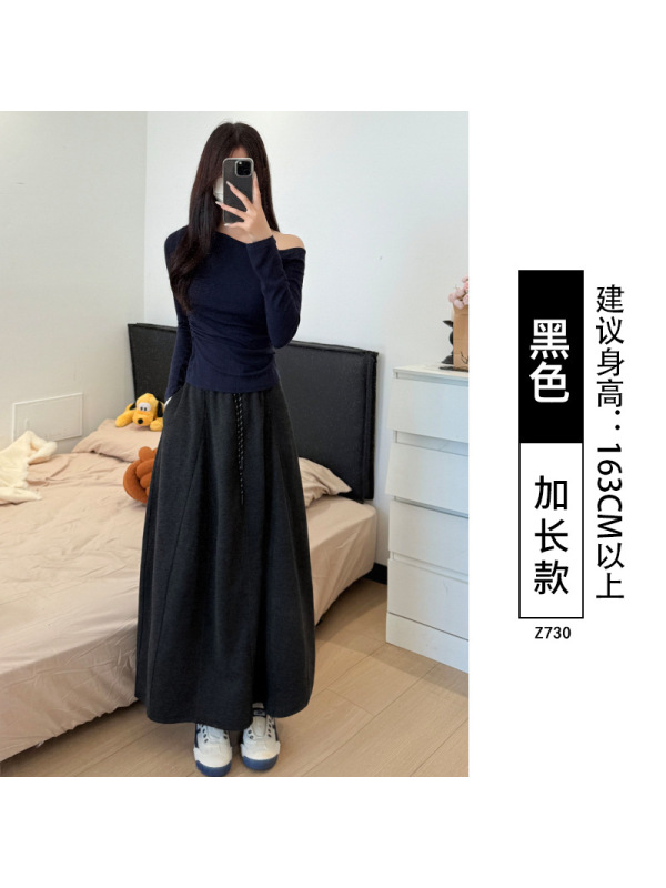 灰色工装半身裙女2026新款春秋高腰a字长裙夏季山本裙伞裙大摆裙