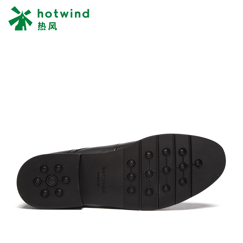 热风hotwind2018秋季新款男正装皮鞋平底男士系带休闲皮鞋简约H43M7312