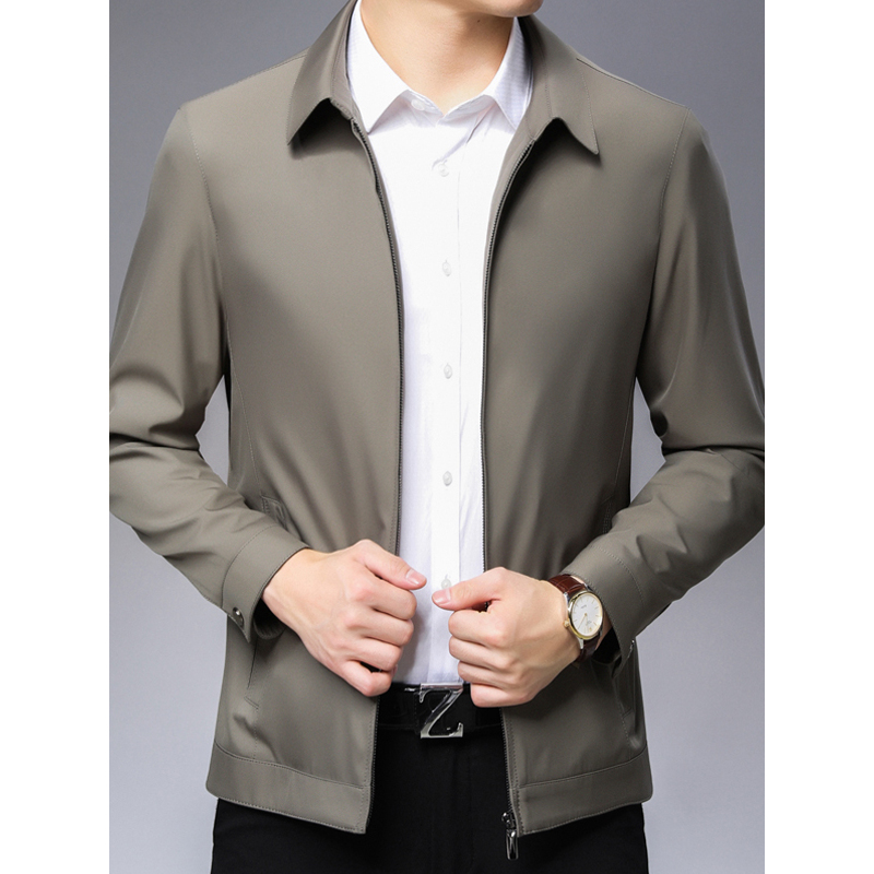 恒源祥男士夹克外套2020新款男装休闲翻领夹克中年爸爸装上衣