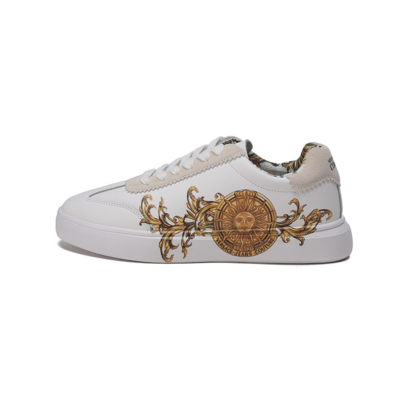 范思哲 VERSACE JEANS COUTURE 女士牛剖层革系带休闲运动鞋板鞋小白鞋72VA3SG5 ZP080