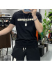 夏季欧洲站新款圆领半袖字母印花时尚短袖T恤男士上衣修身丝光棉