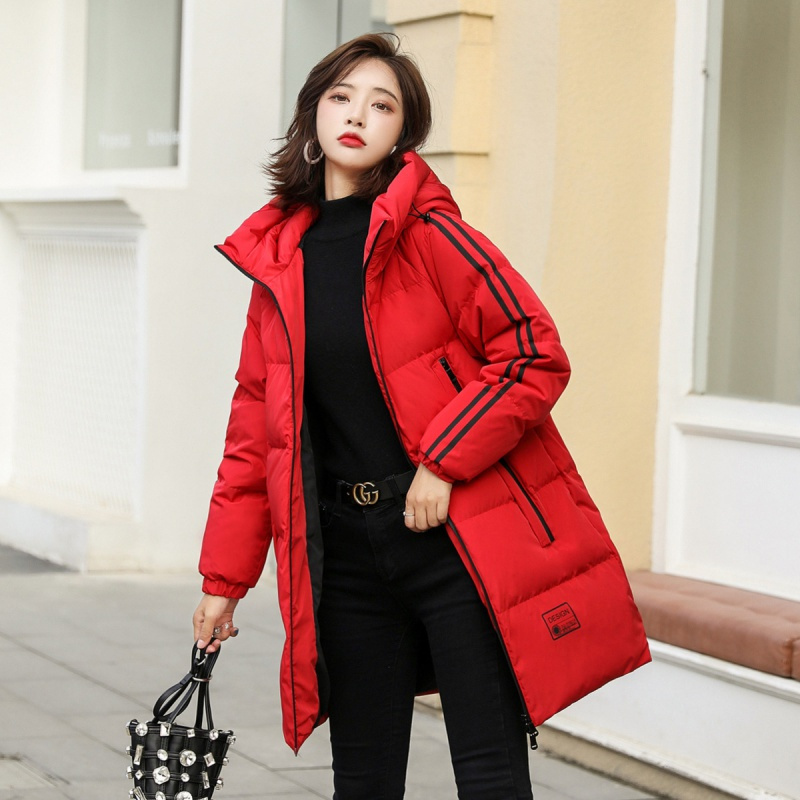 高梵2019新款羽绒服女中长款时尚白鸭绒秋冬韩版纯色加厚保暖外套
