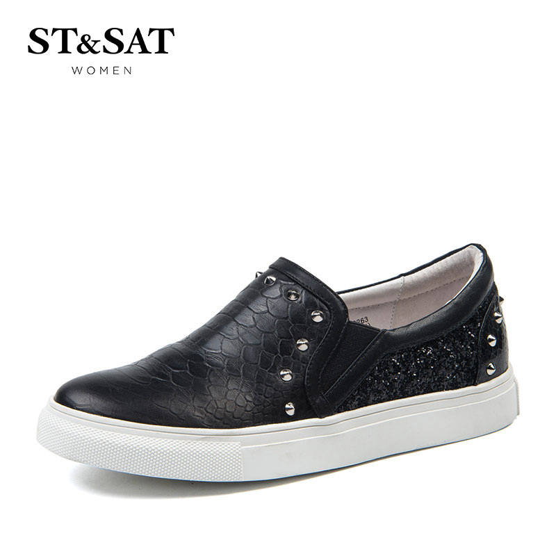 St&Sat/星期六单鞋女牛皮时尚圆头乐福鞋女鞋SS71112263