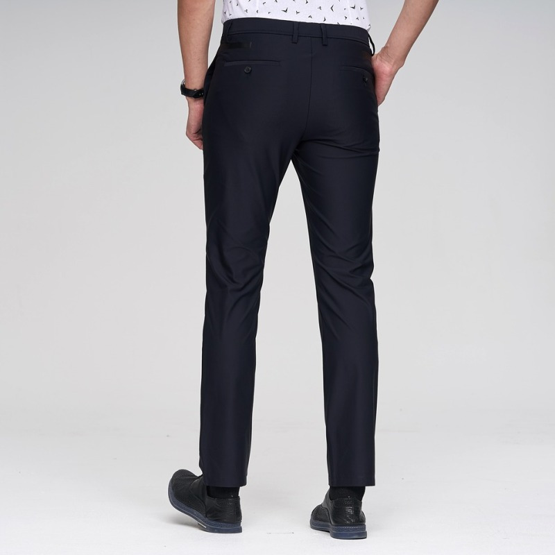 才子男装旗舰店官方商务休闲裤修身直筒舒适透气长裤中腰抗皱_1