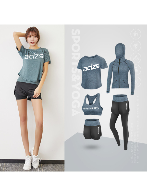 CeenBulled运动套装暴汗服女健身房春季跑步休闲速干五件套初学者时尚瑜伽服