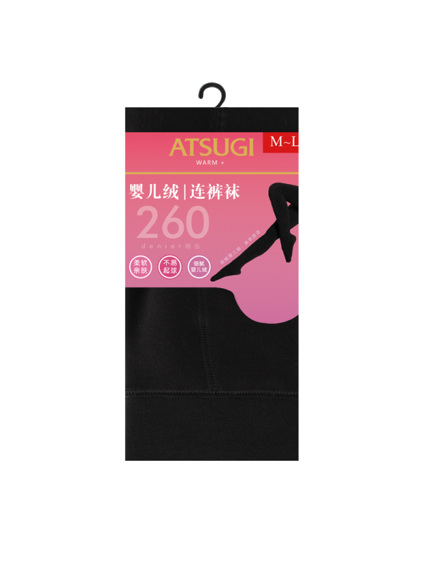日本厚木 ATSUGI 260D相当【里起毛】 婴儿绒 防卷边设计 加绒加厚秋冬保暖打底裤连裤袜 BT1902W