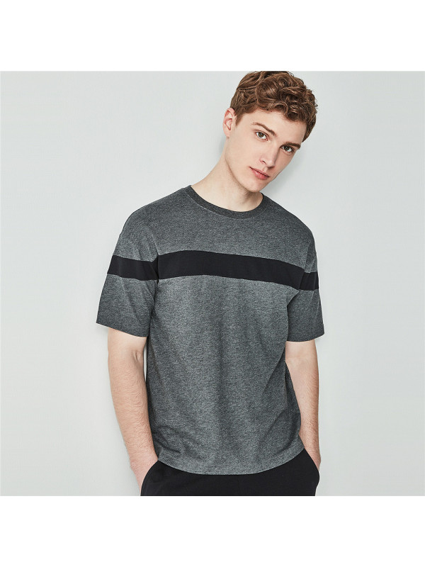 佐丹奴(giordano)男士t恤 佐丹奴t恤男装速干拼接圆领短袖t恤01028203