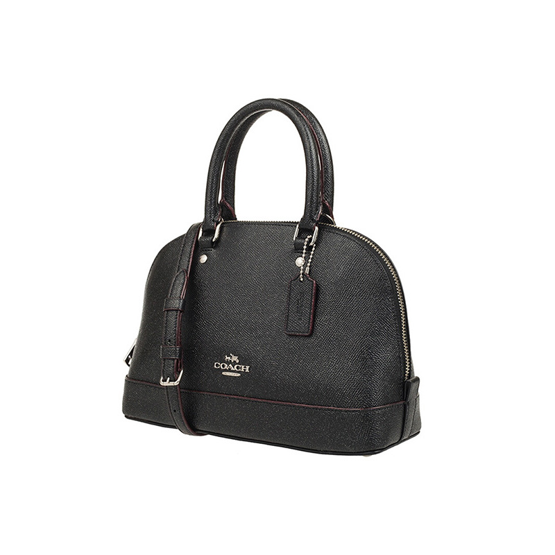 蔻驰coach手提包女贝壳包黑色皮质欧美时尚拉链单肩手提斜挎包小号f1