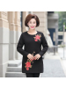 媛宿(YuanSu)妈妈冬装绣花毛衣中长款加厚加绒中老年女打底衫40-50岁大码上衣6579