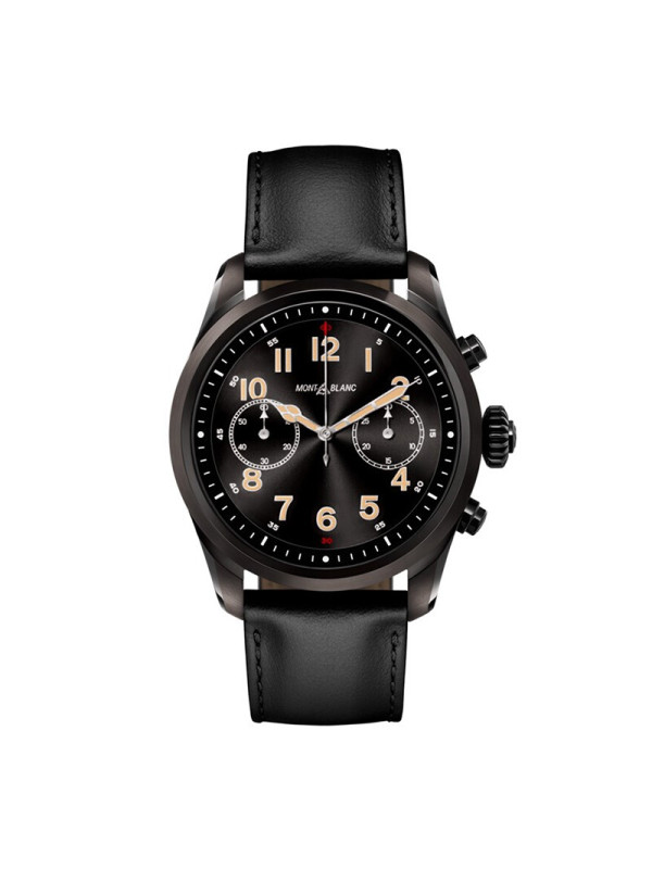 万宝龙montblanc智能腕表summit2系列精钢表壳配黑色皮革表带123848