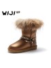 WIJI冬季新款时尚雪地靴个性纯色加绒保暖皮毛一体舒适中高筒女鞋