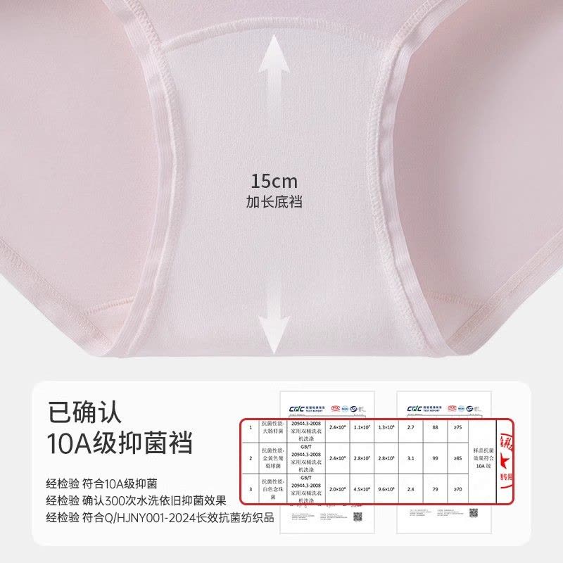 2025新款加长档A类纯棉少女生内裤女全棉裆10A中腰三角短裤头图片