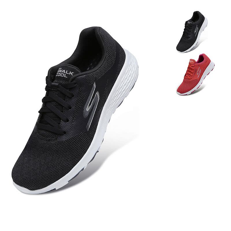 Skechers斯凯奇女鞋女鞋新款透气布健步鞋减震户外运动鞋15651-BKW图片