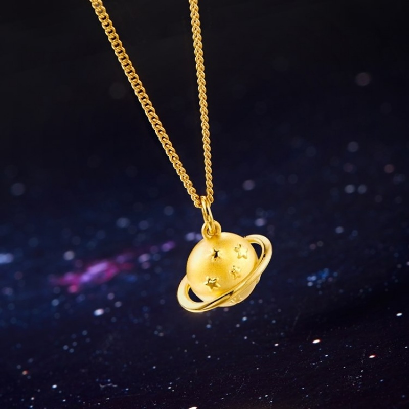 周大福首饰行星B612星球足金黄金吊坠R18392