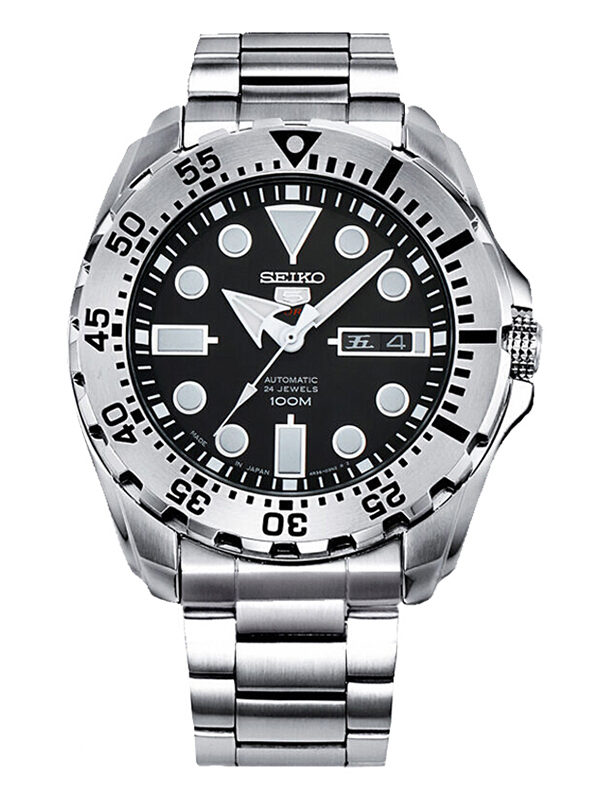 精工seiko机械表男5号系列休闲运动防水金属带男士机械表srp599j1