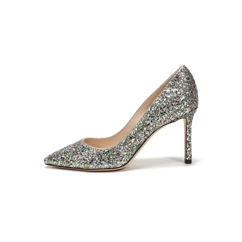 JIMMY CHOO 周仰杰 女士闪光面料尖头高跟鞋 ROMY 85 CGF 204