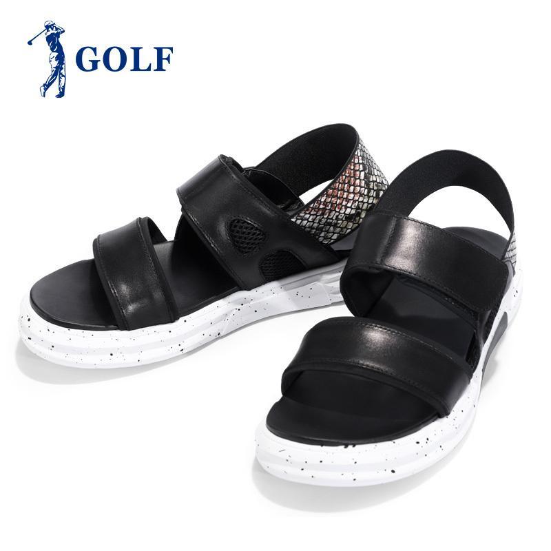 GOLF男鞋2018夏季新款凉鞋真皮休闲透气防滑露趾沙滩鞋个性户外潮