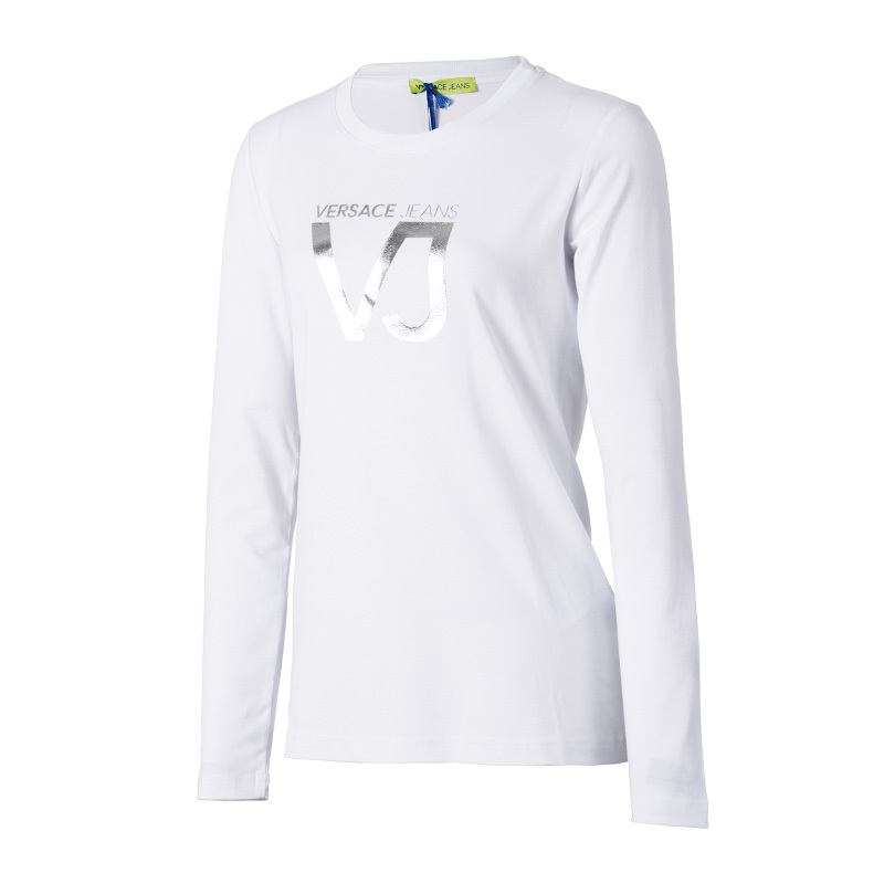 Versace jeans范思哲女装VJ女士长袖T恤圆领休闲上衣【官方验货】