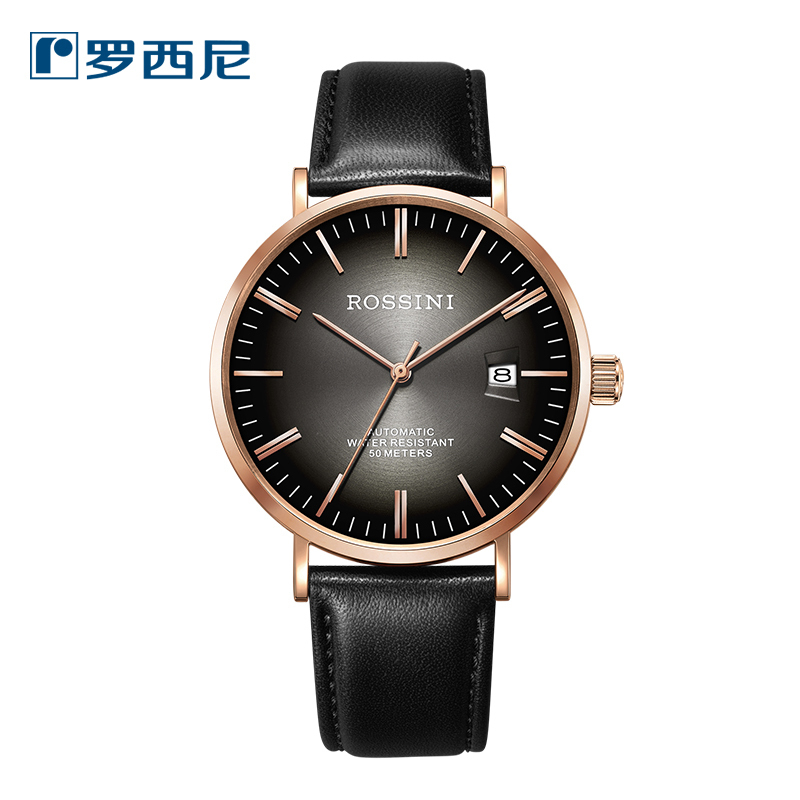罗西尼rossini手表钟表雅尊商务系列时尚超薄腕表个性渐变表盘日历