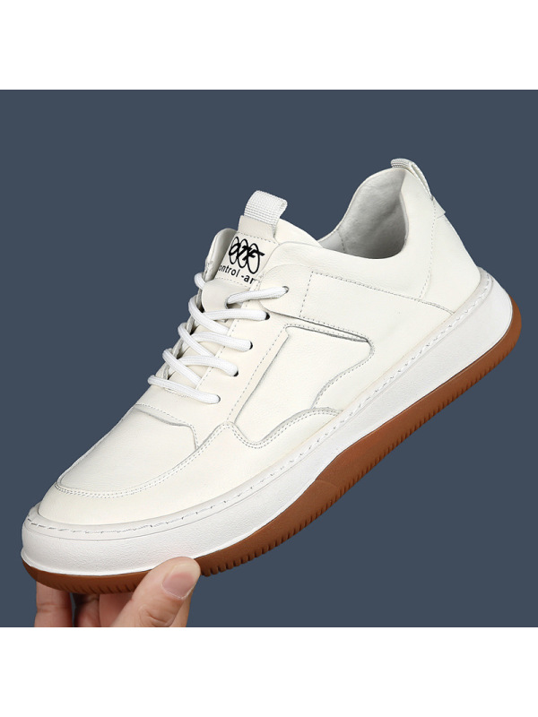 2025春季新款透气休闲皮鞋歪头小丑鞋厚底板鞋男款欧洲站男鞋潮鞋