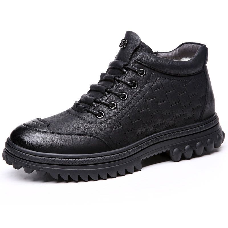 新款高帮棉鞋男士冬季真皮休闲鞋加绒防滑老人保暖爸爸拖鞋图片