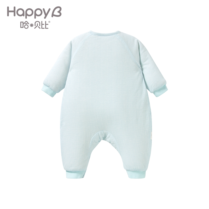 哈贝比（happyB）婴儿衣服婴儿连体衣冬 宝宝衣服加厚保暖新生儿衣服和尚绑带哈衣爬服外出棉服