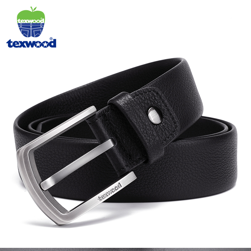 texwood萍果牌 皮带男针扣真皮裤腰带商务休闲男士腰带百搭软皮礼盒装裤带