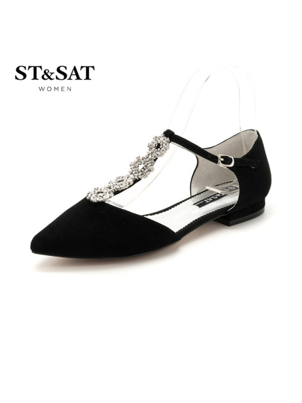 St&Sat/星期六一字带尖头浅口低跟凉鞋单鞋SS81114155