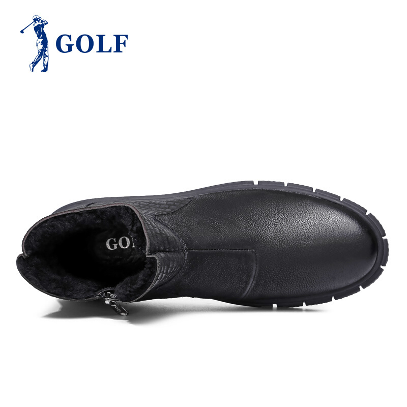 GOLF/高尔夫秋冬新款时尚雪地靴男保暖休闲男靴黑色