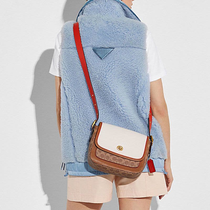 预订 COACH\蔻驰 RAMBLER 口盖包 椭圆扣老花拼皮 22.5*17*8.5CM图片