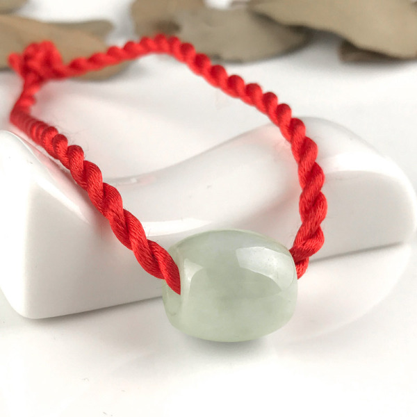 梦梵雅 翡翠路路通手绳 翡翠a货天然玉路路通挂坠一路通顺 送朋友