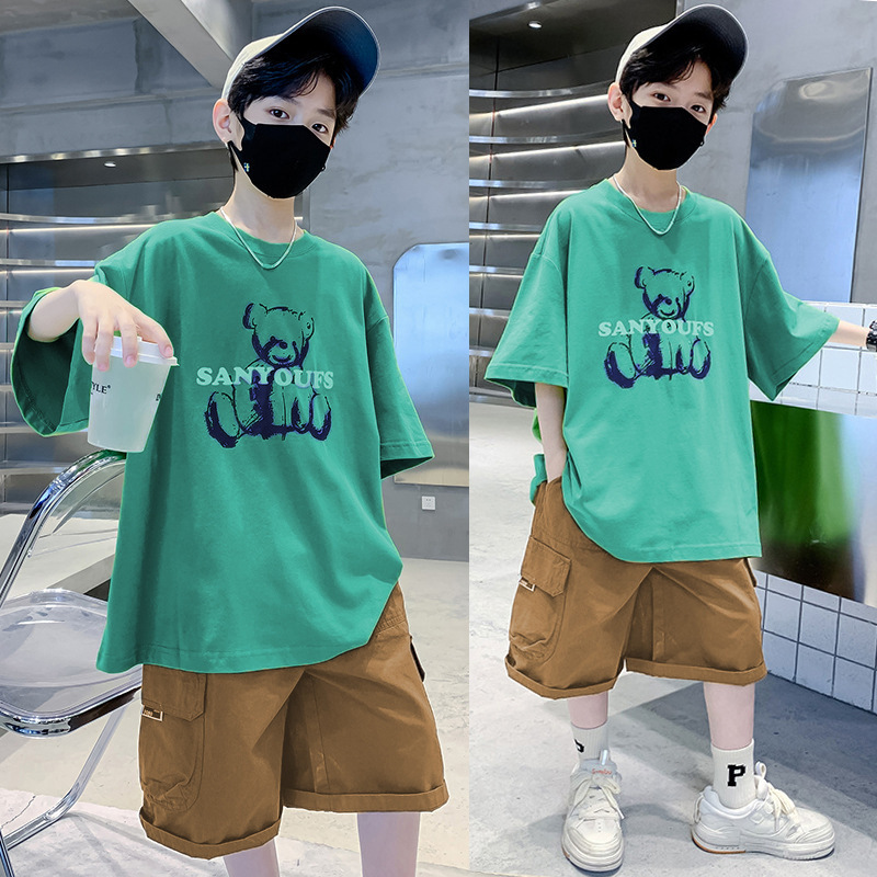 儿童装男童夏装套装新款夏季大童男孩夏款衣服潮帅气两件套薄