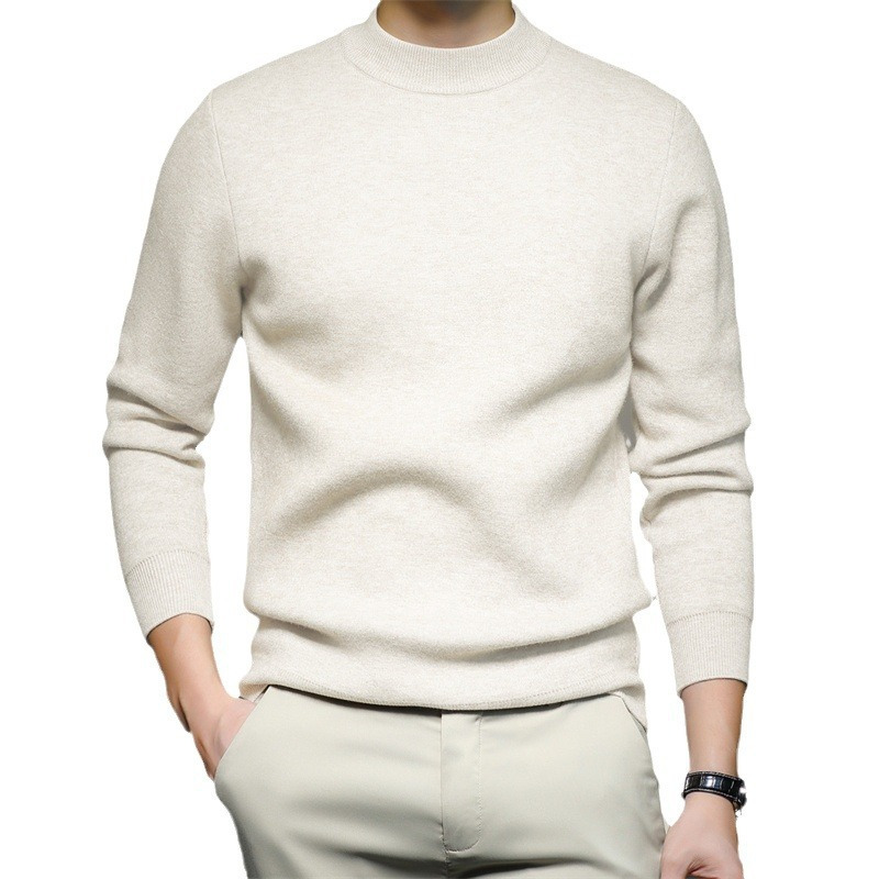 秋冬季新款纯色男士毛衣针织精纺羊毛衫长袖半高领休闲打底毛衣男