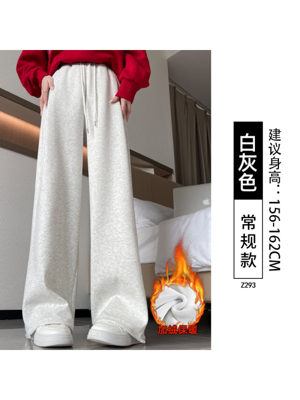 羊羔绒加绒运动裤女秋冬季加厚棉裤外穿束脚卫裤宽松小个子阔腿裤
