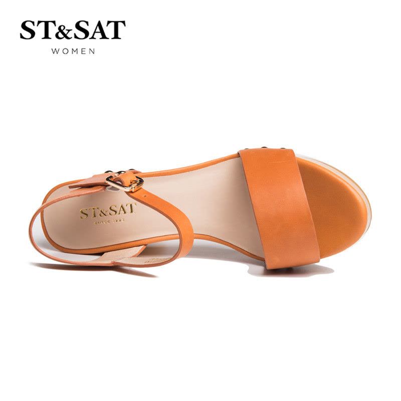 St&Sat/星期六夏季一字带铆钉粗高跟女鞋凉鞋SS62118133图片