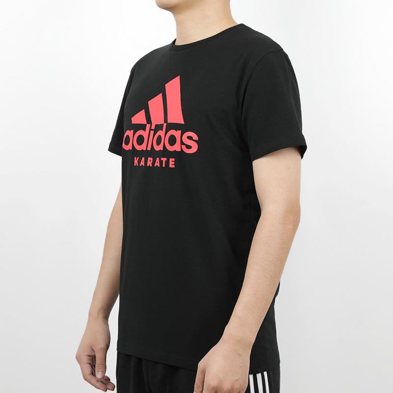 阿迪达斯跆拳道adidas休闲男装圆领运动短袖速干跑步T恤ADICTK-BKR-1图片