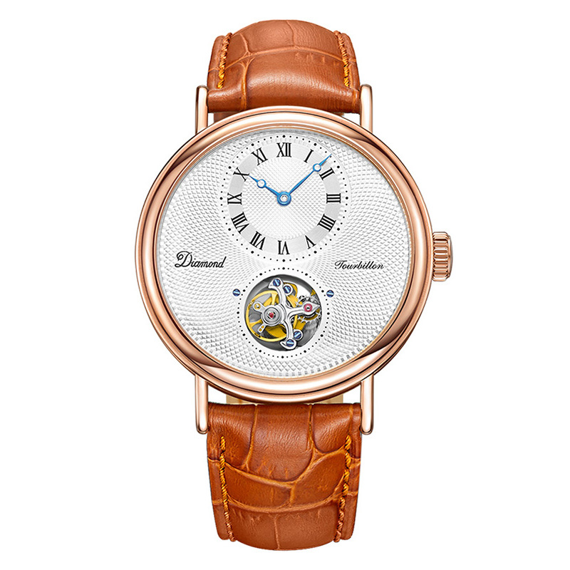 上海钻石牌全自动机械表多功能陀飞轮男士手表防水皮带yt005